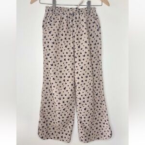 ZARA Girls Floral Tan Corduroy Wide Leg Drawstring Pants 10 Cottage Core Pockets